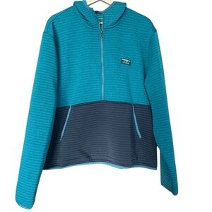 L.L. Bean Mens Airlight Turquoise & Gray Colorblock Hoodie